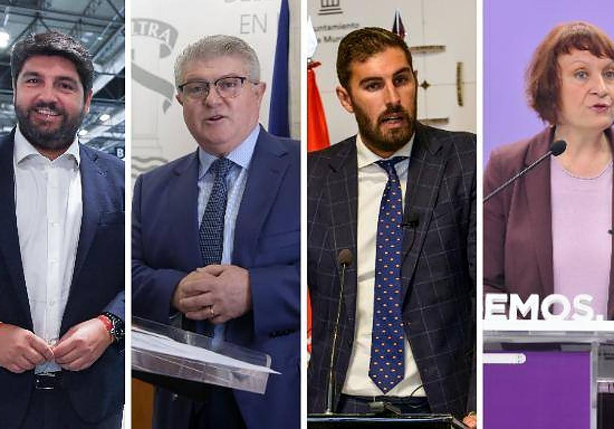 Fernando López Miras (PP), José Vélez (PSOE), José Ángel Antelo (Vox) y María Marín (Podemos).