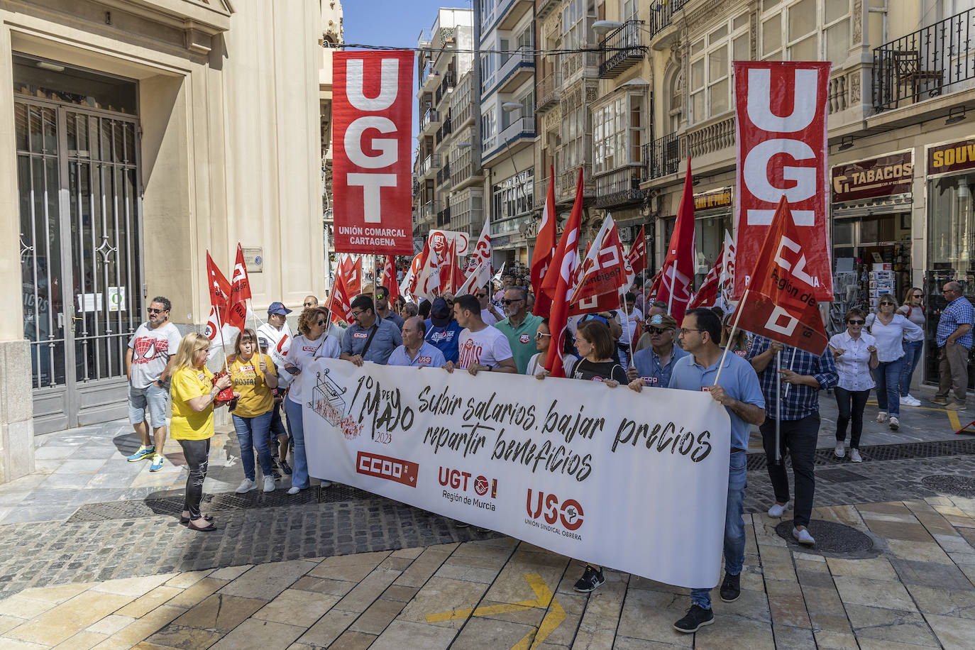 La manifestación del Primero de Mayo en Cartagena, en imágenes