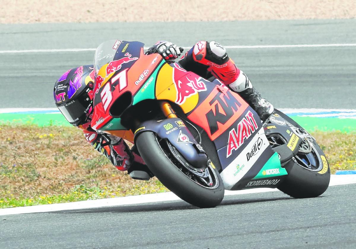 Pedro Acosta, ayer durante la carrera de Moto2 del GP de España.