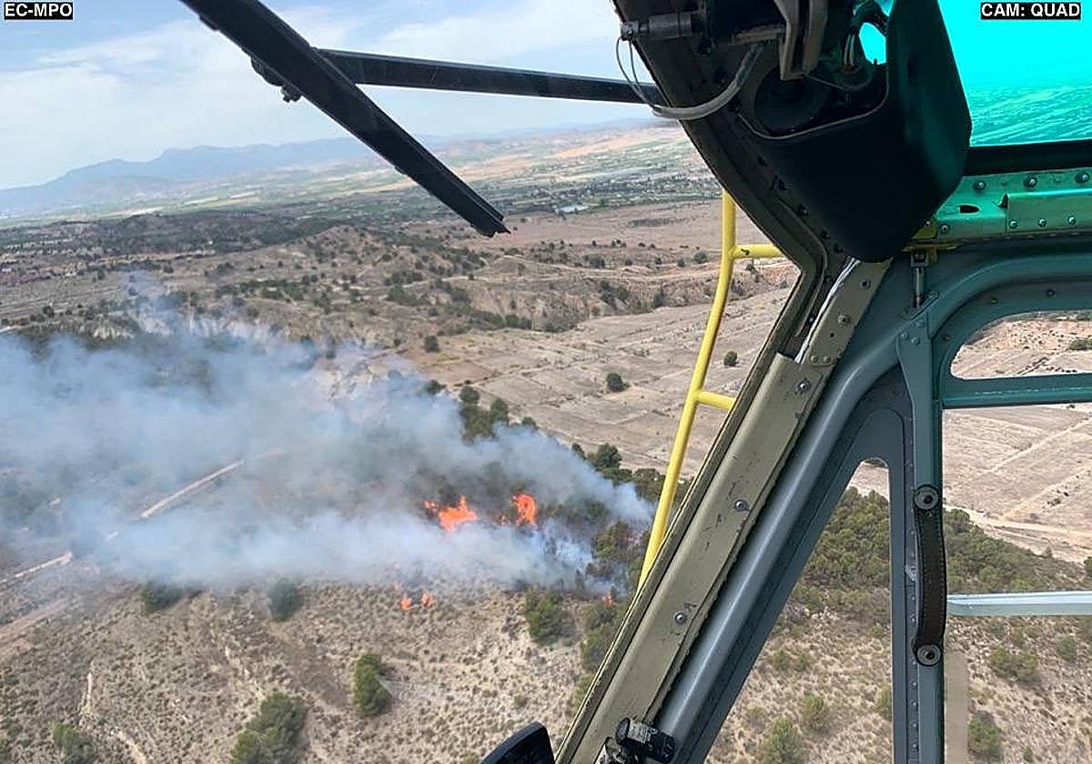El incendio que se originó en Sangonera la Verde.