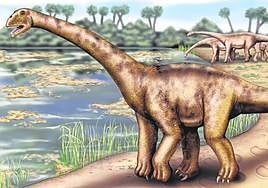 Recreación del Turiasaurus, una especie de saurópodo gigante encontrado en Teruel.