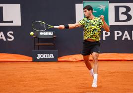 Carlos Alcaraz durante el partido frente a Albert Ramos en el Masters de Roma.