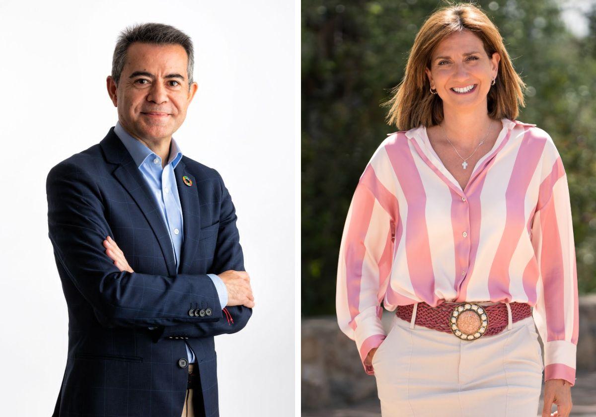 Joaquín Hernández, alcalde de Lorquí y candidato del PSOE. Patricia Fernández, alcaldesa de Archena y candidata del PP.