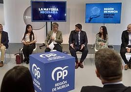 López Miras, este miércoles, en una reunión con empresas tecnológicas.