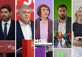 Fernando López Miras, José Vélez, María Marín, José Ángel Antelo y María José Ros.