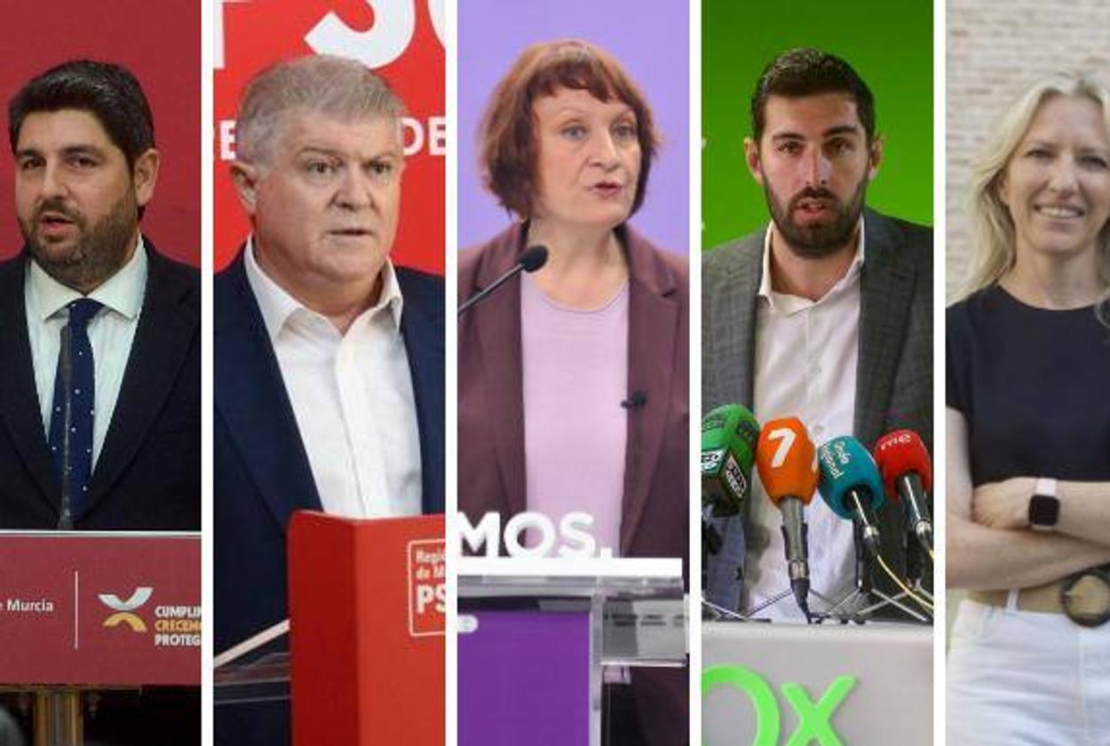 Fernando López Miras, José Vélez, María Marín, José Ángel Antelo y María José Ros.