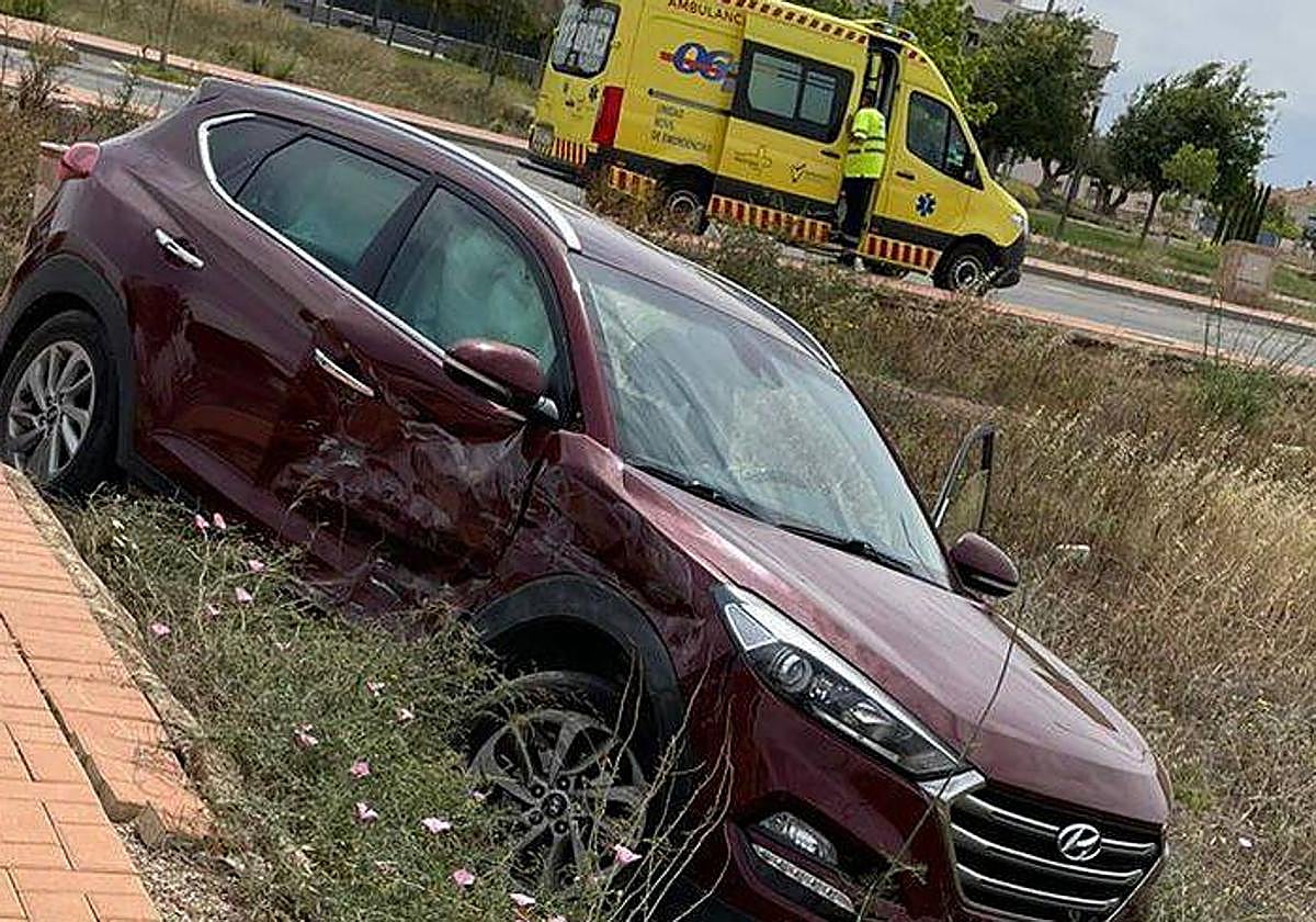 Coche accidentado en Torre Pacheco este domingo.