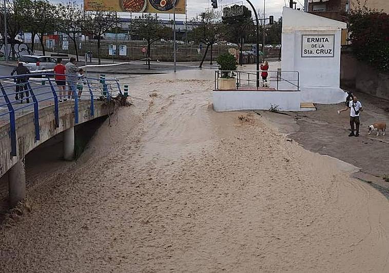 Una rambla inundada en Murcia.