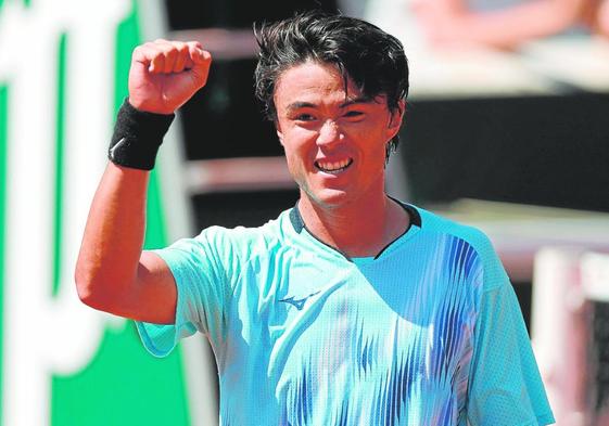 Taro Daniel celebra su victoria en primera ronda ante O'Connell, el pasado lunes en París.