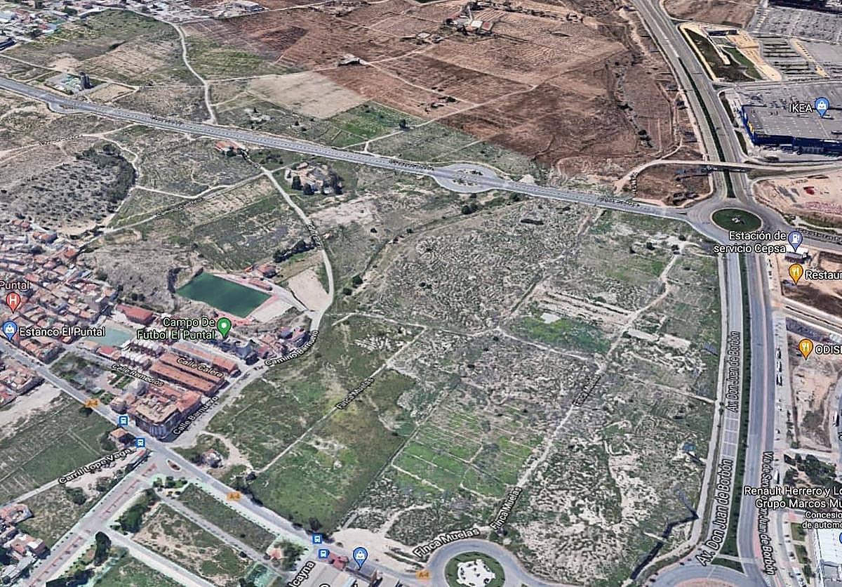 Vista aérea general del yacimiento, en El Puntal.