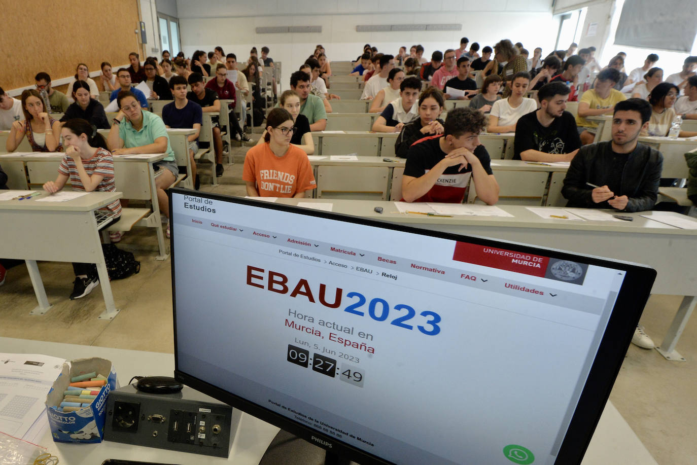 Primer día de la Ebau en el Campus de Espinardo.