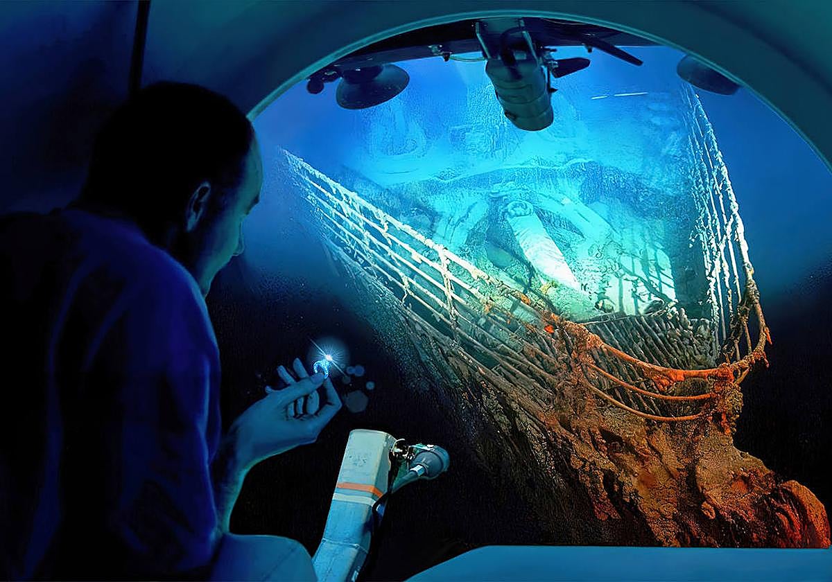 Así puede ser la pedida de mano entre los restos del Titanic.