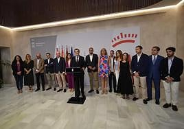 José Ballesta y su equipo, este lunes por la tarde, en rueda de prensa.