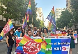 Miembros de UGT, en la Marcha del Orgullo LGTBI, el año pasado en Murcia.
