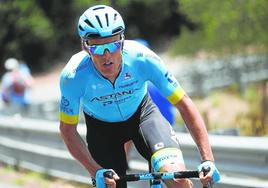 Luis León Sánchez,en una carreracon el Astana.