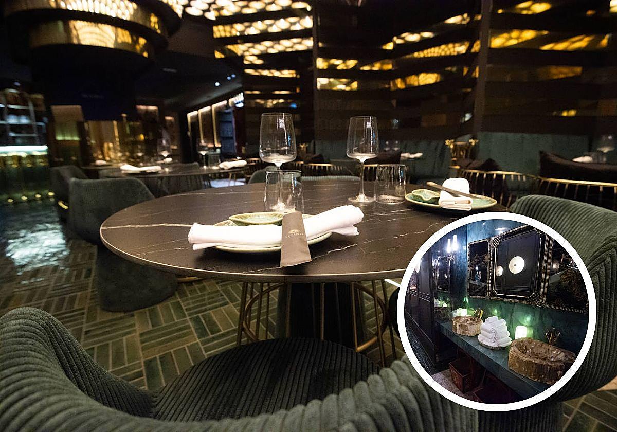 Luminoso salón comedor de Maiko, con una de las mesas en primer plano.