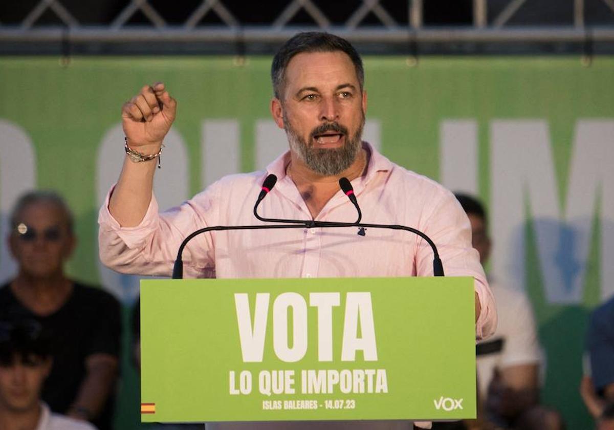 Santiago Abascal,en un mitin en Palma de Mallorca.