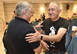 Pepe Álvarez, secretario general de UGT, este martes en un acto sindical en Murcia.