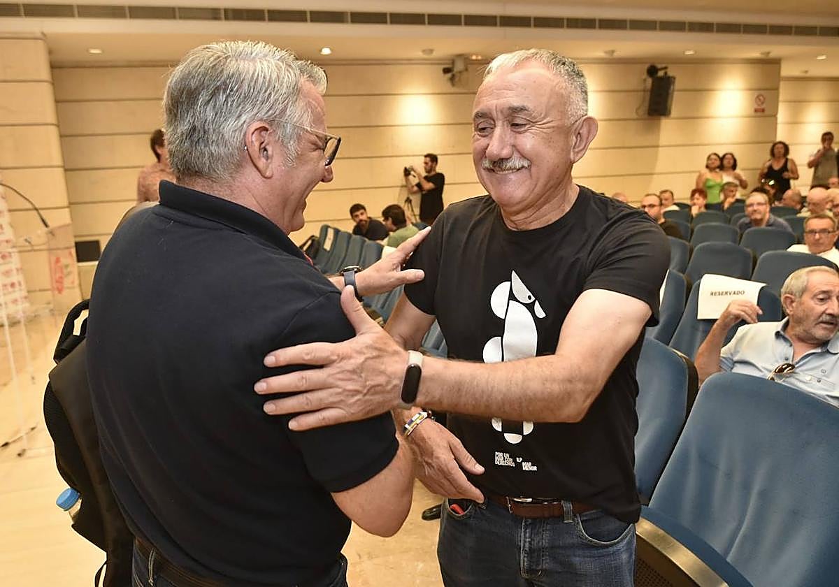 Pepe Álvarez, secretario general de UGT, este martes en un acto sindical en Murcia.
