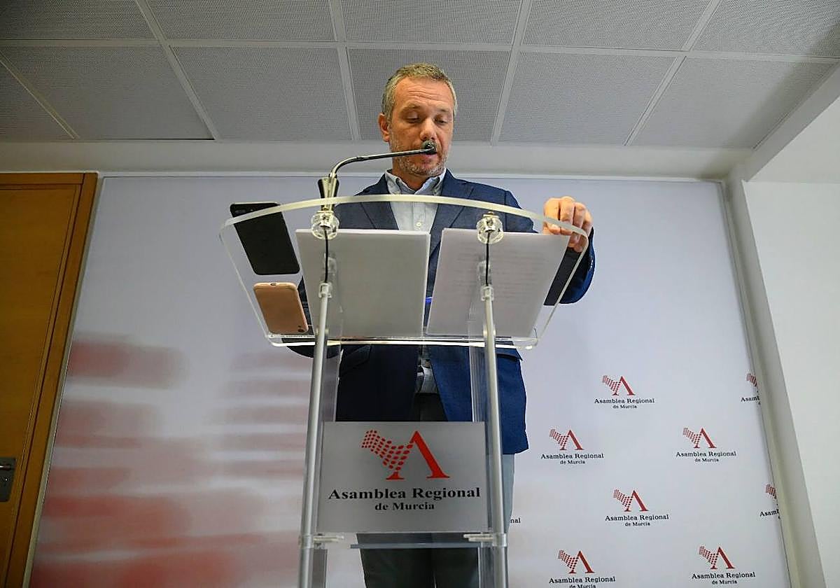 Joaquín Segado, este miércoles en la Asamblea Regional.