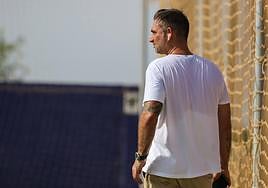 Javier Recio, en una sesión del Real Murcia en Pinatar Arena.