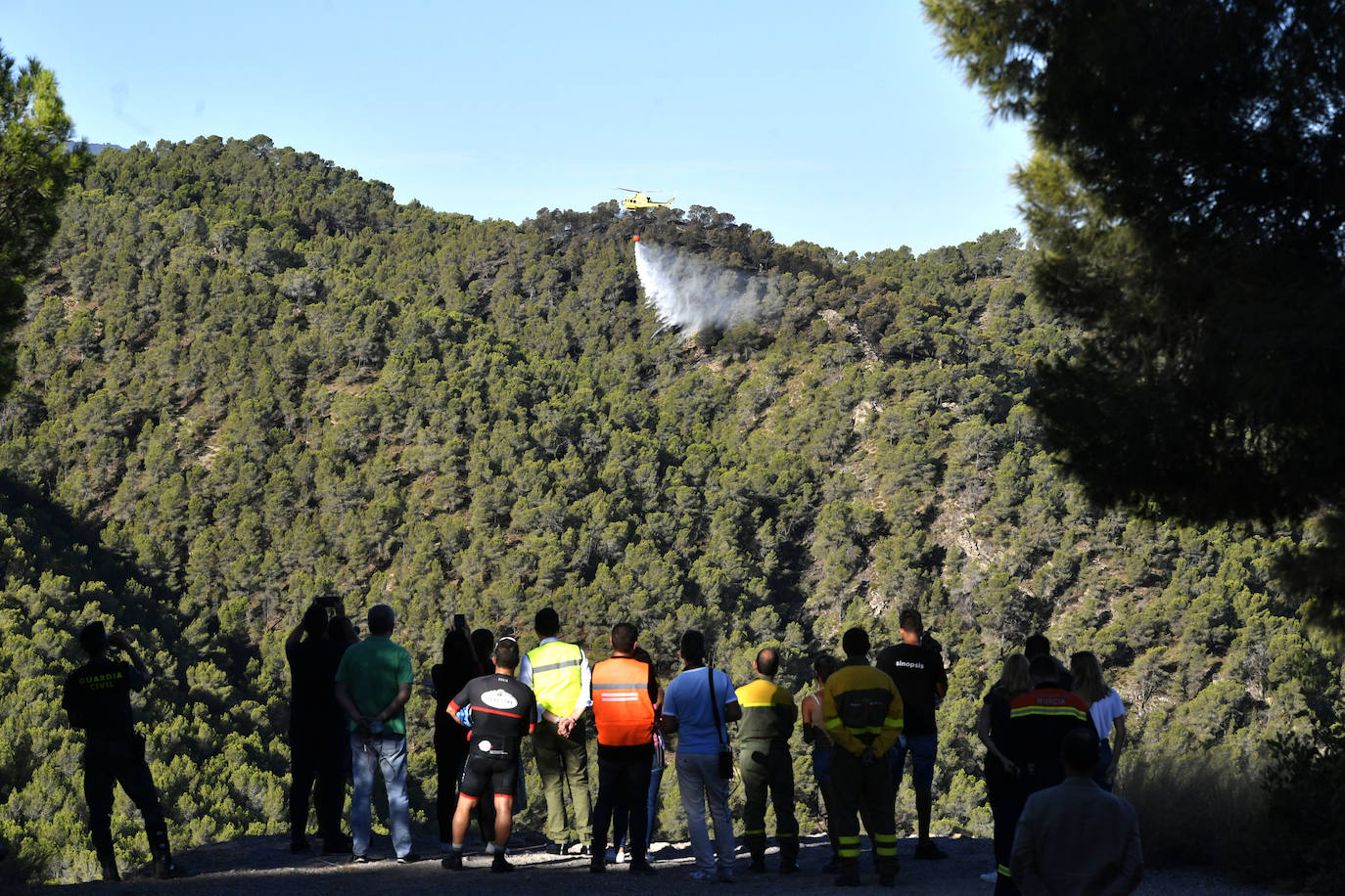 Los trabajos de extinción del incendio forestal en el parque regional del Valle en Murcia, en imágenes
