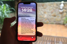 Mensaje de alerta enviado a los ciudadanos de la Comunidad de Madrid, este domingo.