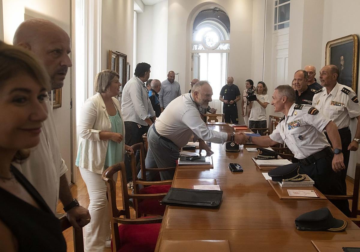 Reunión de la Junta de Seguridad ayer en el Palacio Consistorial.
