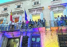 Recepción institucional que brindó el Ayuntamiento al equipo tras su ascenso el pasado abril.