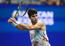 Carlos Alcaraz durante el partido contra Zverev en el US Open.