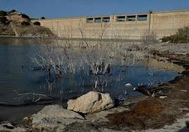 Imagen de archivo del pantano de Santomera con un nivel de agua más bajo por la sequía.