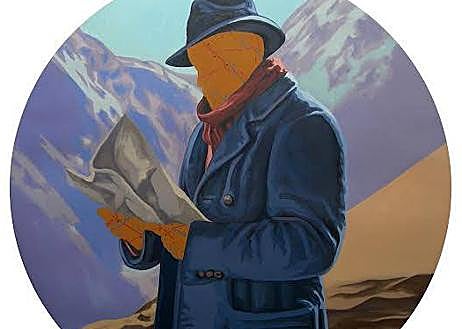 Imagen secundaria 1 - 'Mapas y territorios'. 'Cimas y barrancos', obra utilizada para anunciar la muestra. 'Mapa de rutas'.