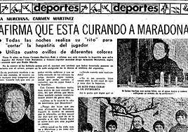 María Martínez explicó al periódico 'Línea' cómo estaba 'cortando' el mal de ojo al futbolista Maradona tras enterarse de que le habían dado la baja médica.