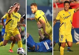 El sueco Isak Jansson , el lateral diestro Iván Calero y el pivote Damián Musto.