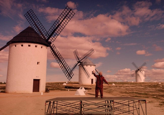 Rafael Álvarez El Brujo, en el rodaje en La Mancha.