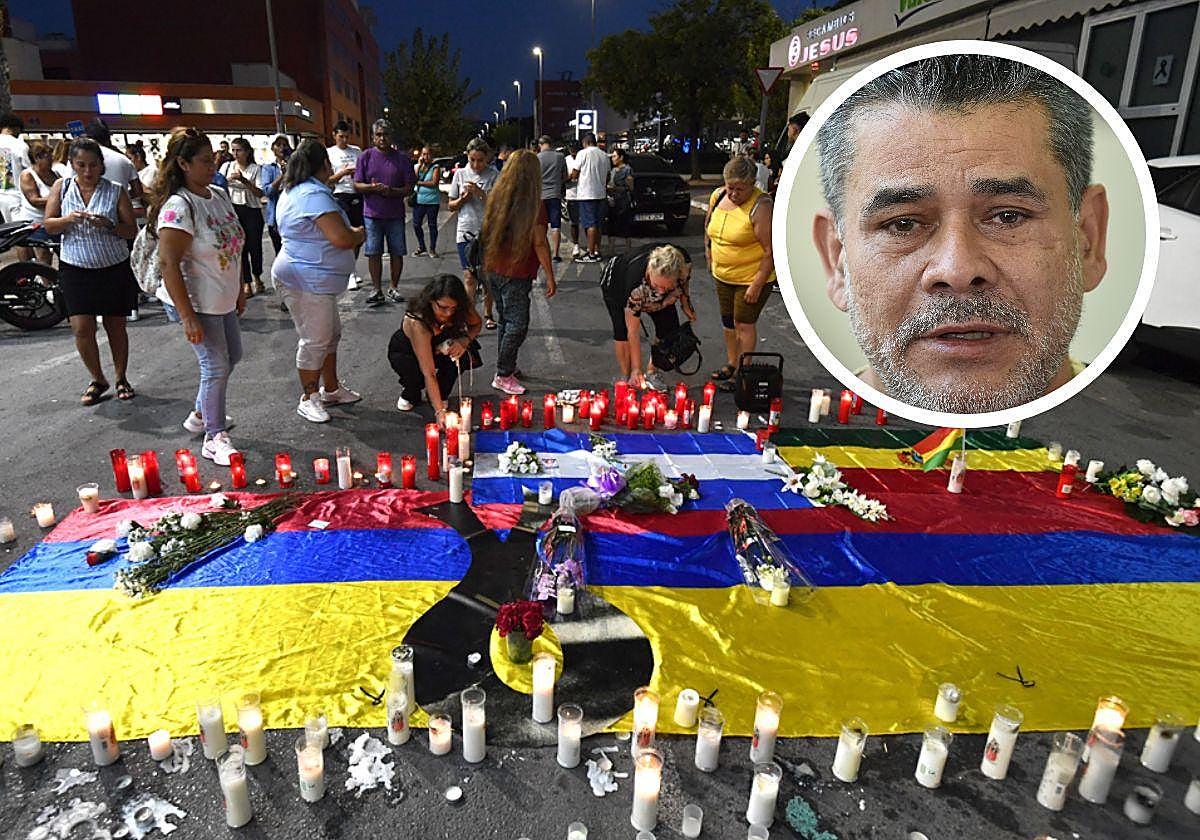 Decenas de personas se reúnen, ayer, en la zona cero para mostrar su dolor y respeto por las víctimas. En la imagen pequeña Jairo, el padre de Leidy Paola, fallecida en Las Atalayas.