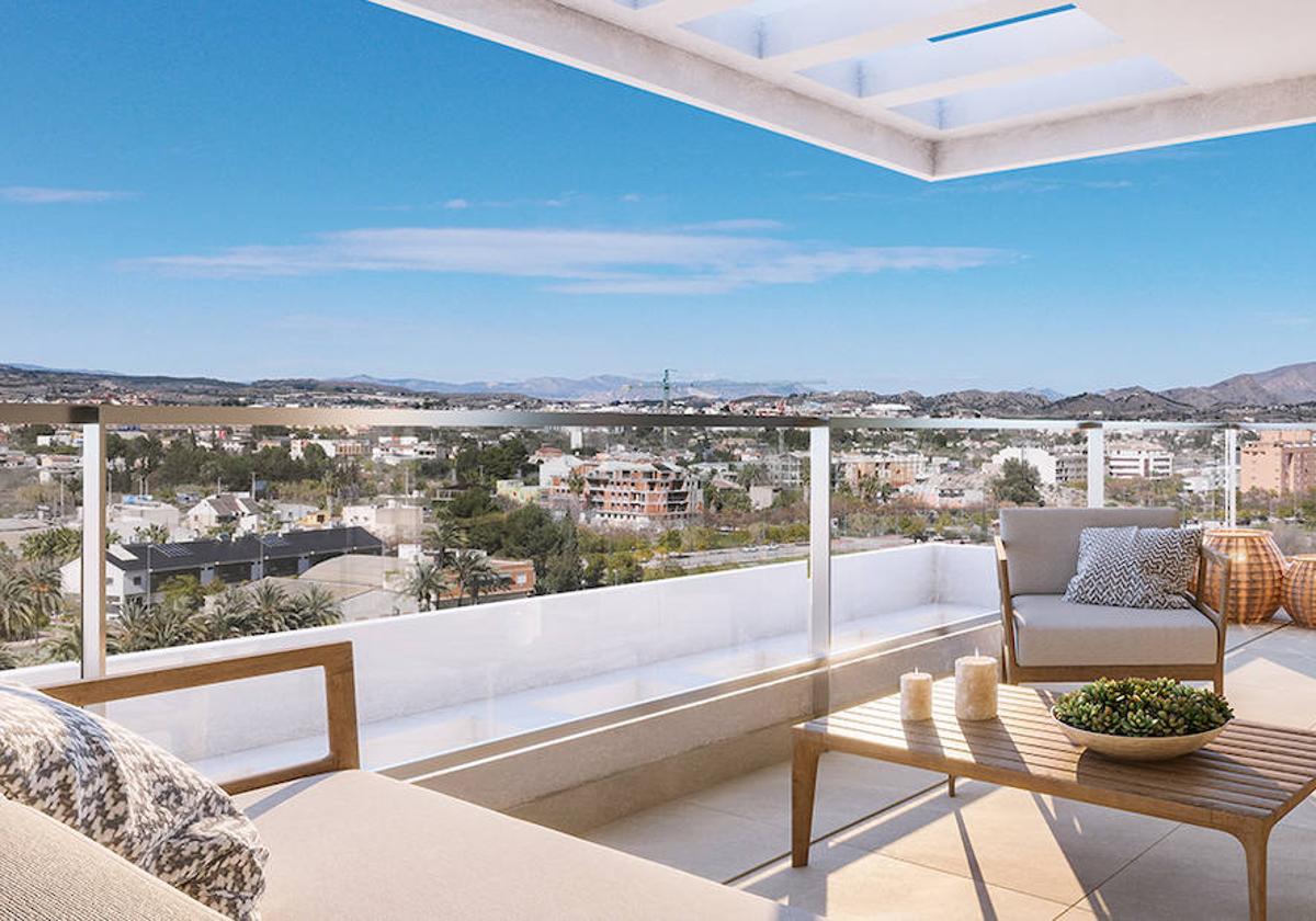 Recreación de las vistas desde una terraza del edificio Gaudia.