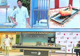 El cocinero murciano Juan Guillamón, ayer, en su ponencia en el Kursaal en San Sebastián Gastronomika.