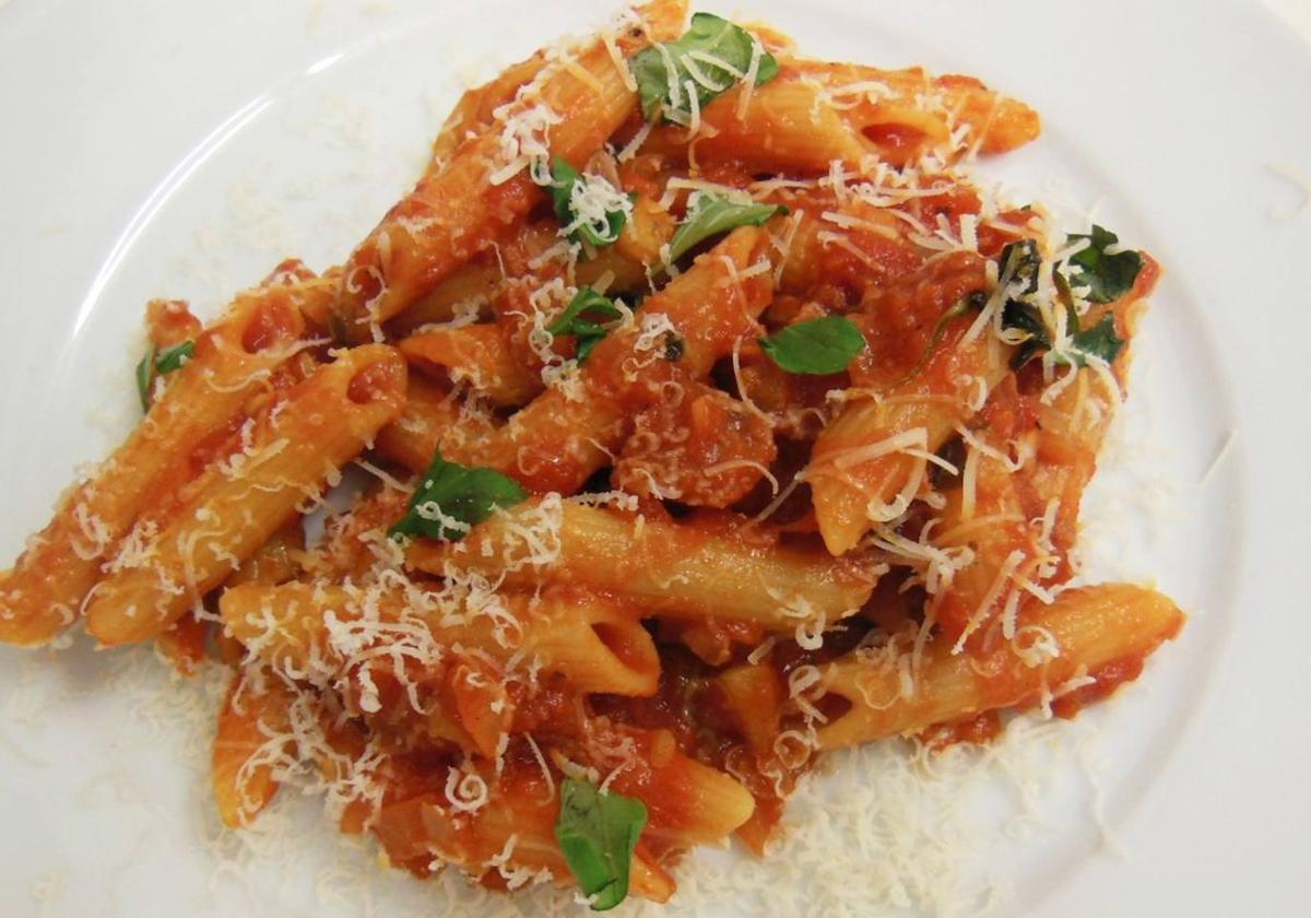 Macarrones con sobrasada.