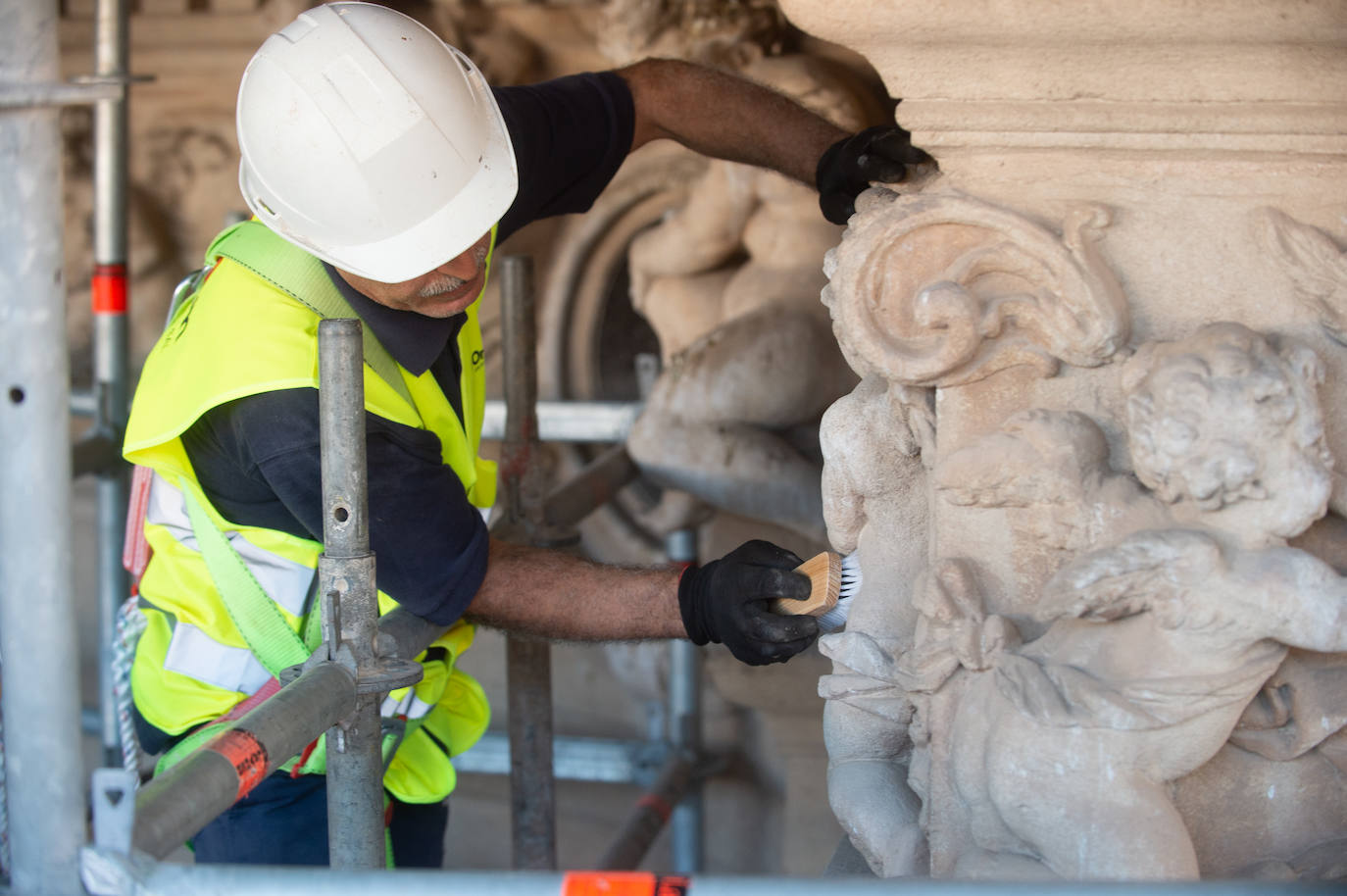 Las obras de restauración de la fachada de la Catedral de Murcia