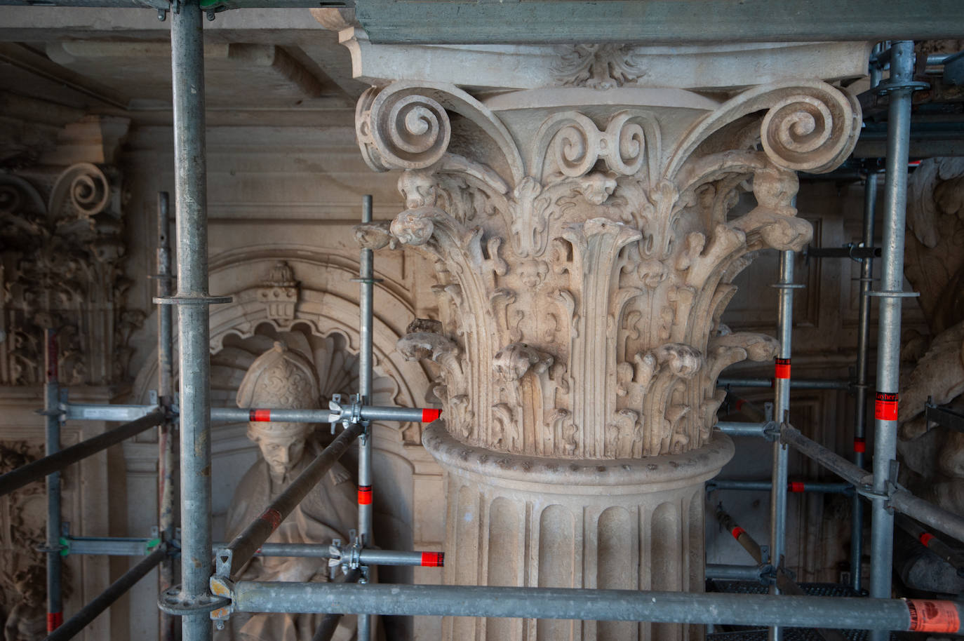 Las obras de restauración de la fachada de la Catedral de Murcia