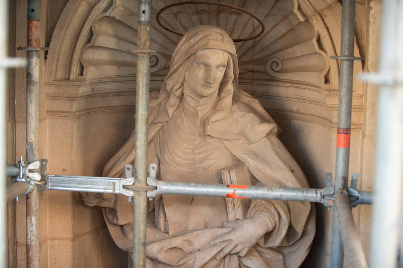 Las obras de restauración de la fachada de la Catedral de Murcia