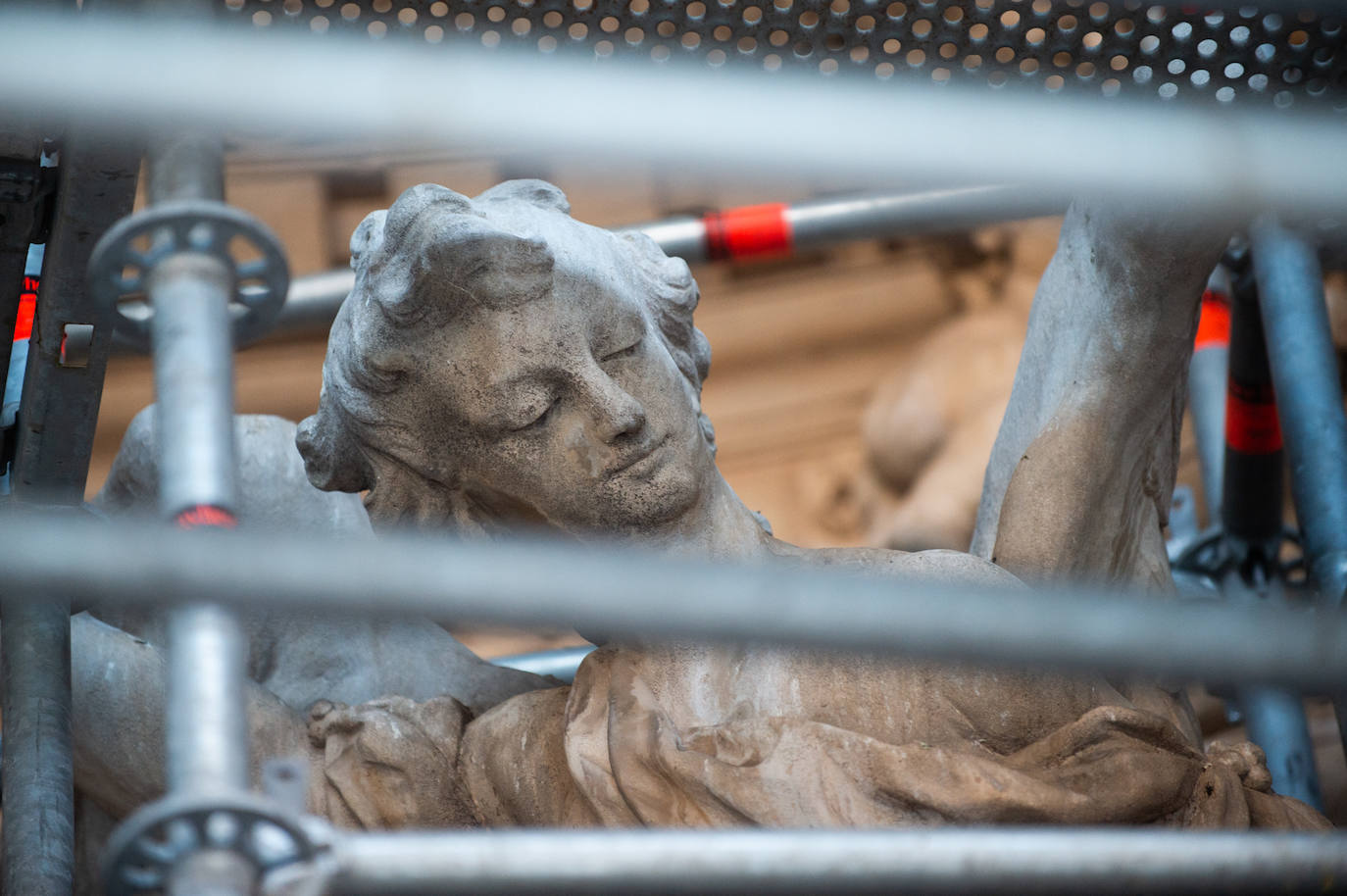 Las obras de restauración de la fachada de la Catedral de Murcia