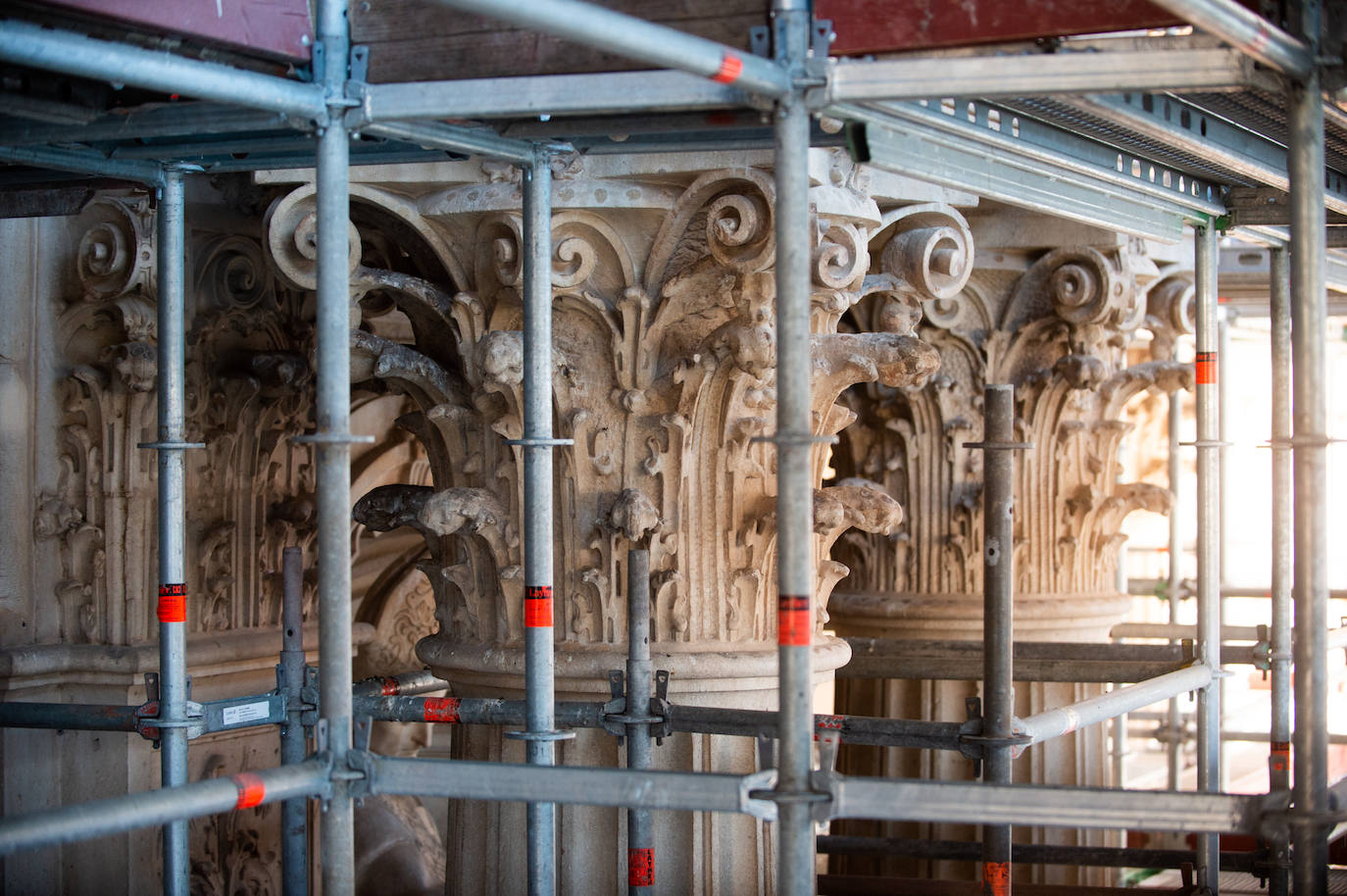 Las obras de restauración de la fachada de la Catedral de Murcia