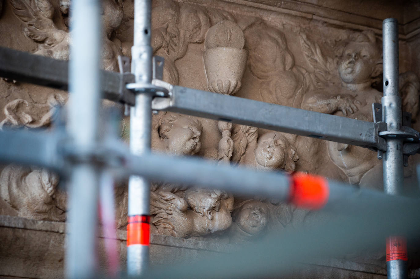 Las obras de restauración de la fachada de la Catedral de Murcia