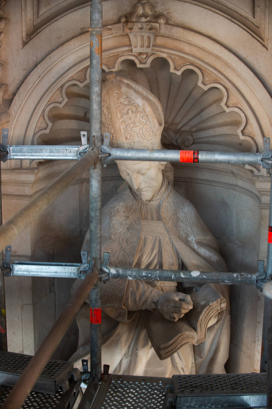 Las obras de restauración de la fachada de la Catedral de Murcia