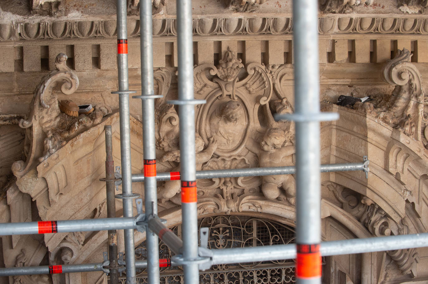 Las obras de restauración de la fachada de la Catedral de Murcia