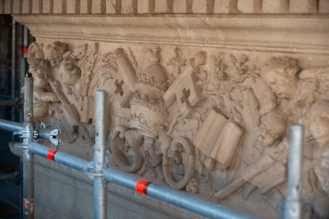 Las obras de restauración de la fachada de la Catedral de Murcia