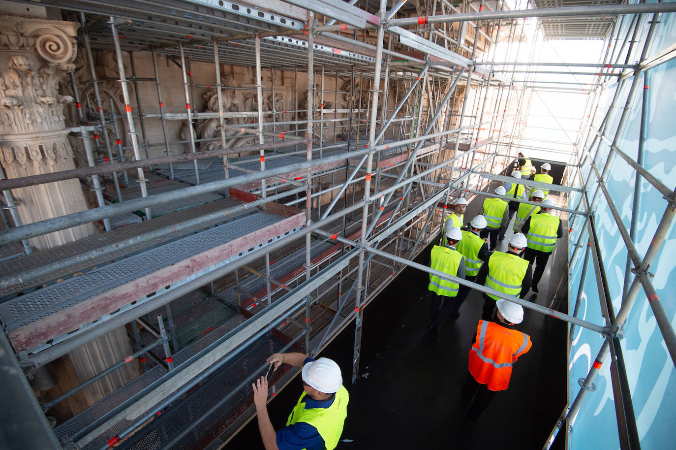 Las obras de restauración de la fachada de la Catedral de Murcia