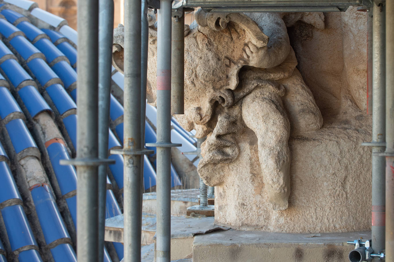 Las obras de restauración de la fachada de la Catedral de Murcia